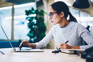 women looking at checking account options online 
