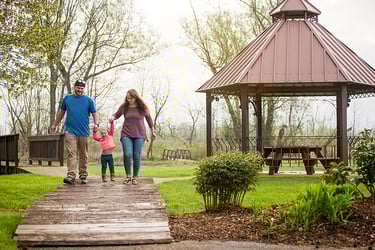 Family at park new their new home