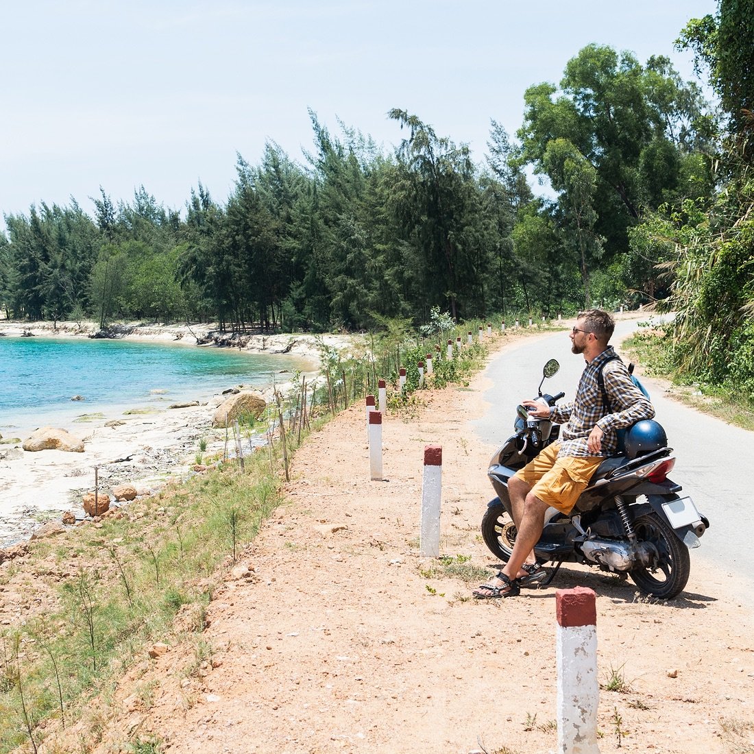 Arbor customer with motorcycle.