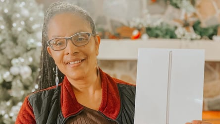 Candi with her Holiday Giveaway Prize