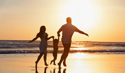 Family celebrating debt consolidation 