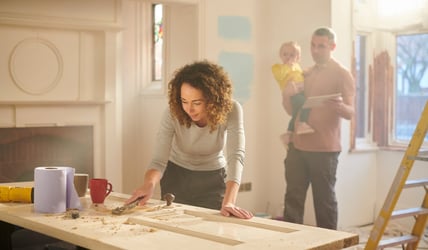 family doing DIY home projects
