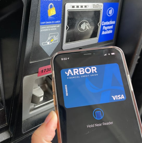 Phone using Arbor mobile pay at gas station.