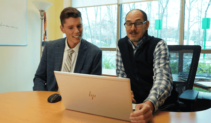 Commercial team members working together