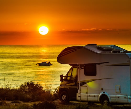 boat rv sunrise