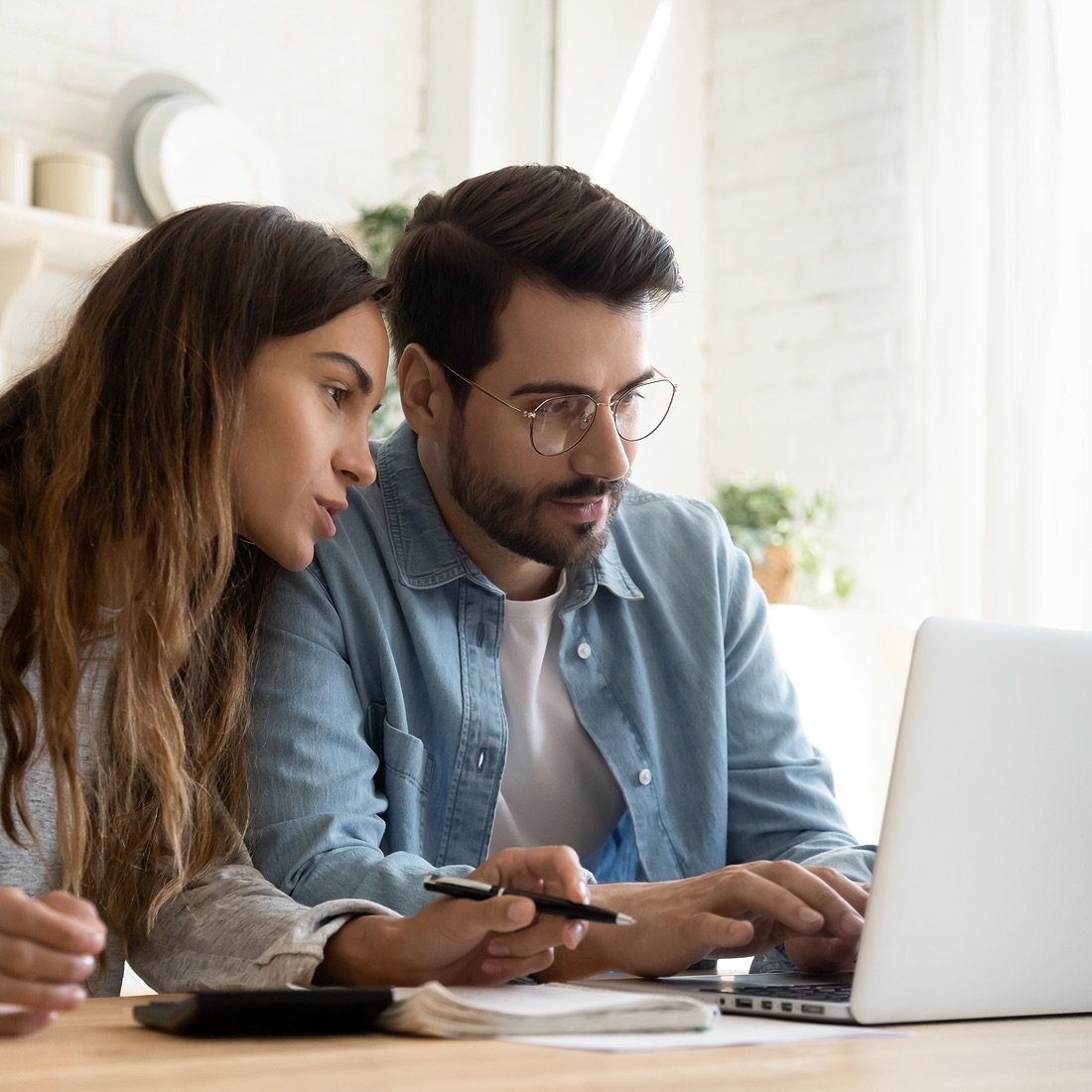 Couple on computer.