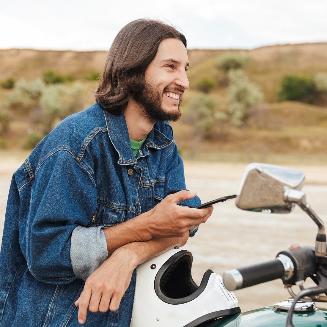 Arbor customer with motorcycle.