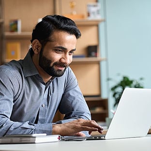 Man using Online banking