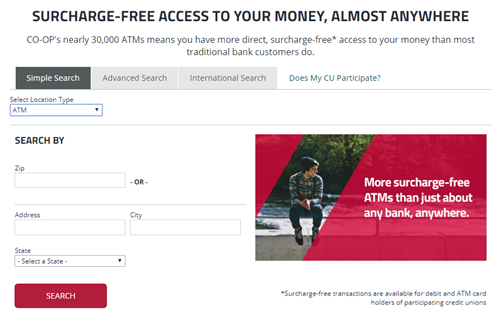 Locator-Feature.png The Locator Feature on the CO-OP website allows ATMs to be found through a simple, advanced, or international search.
