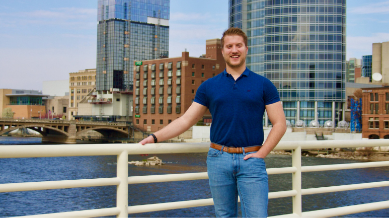 Tristan on Grand Rapids river walk